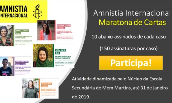 Amnisitia Internacional – Maratona de Cartas 2018-2019
