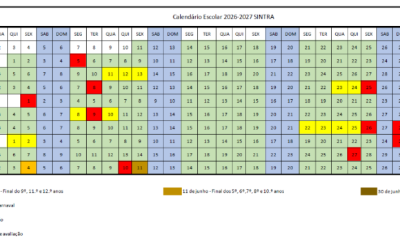 Calendário Escolar 2026-2027 SINTRA Calendário Escolar 2026-2027 SINTRA