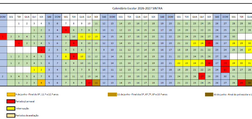 Calendário Escolar 2026-2027 SINTRA